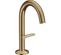hansgrohe AXOR One grifería de lavabo Select+ 140 con desagüe automático push-open, 122 mm de saliente, 48010140, Color: Bronce cepillado