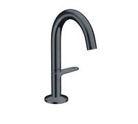 hansgrohe AXOR One grifería de lavabo Select+ 140 con juego de desagüe push-open, 122 mm de proyección, 48010340, Color: Cromo negro cepillado