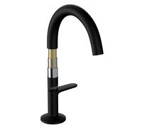 hansgrohe AXOR One grifería de lavabo Select+ 170 con juego de desagüe push-open, proyección 140mm, 48020670, Color: Negro Mate