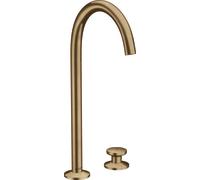 hansgrohe AXOR One Grifería de lavabo Select+ 260 de 2 orificios con desagüe automático push-open, 165 mm de proyección, 48060140, Color: Bronce cepillado