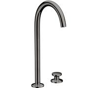 hansgrohe AXOR One Grifería de lavabo Select+ 260 de 2 orificios con juego de desagüe push-open, 165 mm de proyección, 48060330, Color: Cromo negro pulido