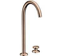 hansgrohe AXOR One Grifería de lavabo Select+ 260 de 2 orificios con juego de desagüe push-open, 165 mm de proyección, 48060300, Color: Oro rojo pulido