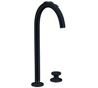 hansgrohe AXOR One Grifería de lavabo Select+ 260 de 2 orificios con juego de desagüe push-open, 165 mm de proyección, 48060670, Color: Negro Mate