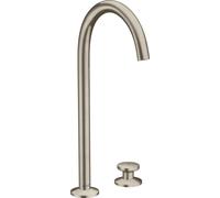 hansgrohe AXOR One Grifería de lavabo Select+ 260 de 2 orificios con juego de desagüe push-open, 165 mm de proyección, 48060820, Color: Níquel Cepillado