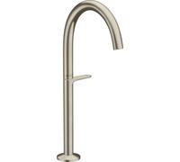hansgrohe AXOR One grifería de lavabo Select+ 260 para lavabos con desagüe automático Push-Open, 165 mm de saliente, 48030820, Color: Níquel Cepillado