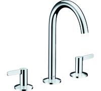 hansgrohe AXOR One Mezclador de lavabo de 3 agujeros 170 con desagüe automático push-open, proyección 140mm, 48050000, Color: cromado