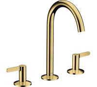hansgrohe AXOR One mezclador de lavabo de 3 agujeros 170 con desagüe de apertura a presión, proyección de 140 mm, 48050990, Color: Polished Gold Optic