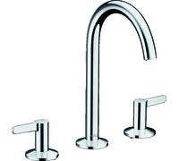 hansgrohe AXOR One Mezclador de lavabo de 3 agujeros 170 con juego de desagüe push-open, proyección 140mm, 48050000, Color: cromado