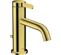hansgrohe AXOR One mezclador monomando de lavabo 70 con maneta y desagüe automático, 130 mm de saliente, 48000990, Color: Óptica Oro Pulido