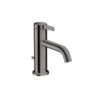 hansgrohe AXOR One mezclador monomando de lavabo 70 con maneta y juego de desagüe, 130 mm de proyección, 48000330, Color: Cromo negro pulido