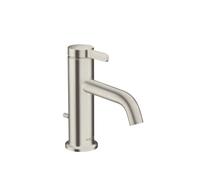 hansgrohe AXOR One mezclador monomando de lavabo 70 con maneta y juego de desagüe, 130 mm de proyección, 48000800, Color: Óptica de acero inoxidable