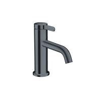 hansgrohe AXOR One mezclador monomando de lavabo 70 con maneta y juego de desagüe, proyección 130mm, 48001340, Color: Cromo negro cepillado