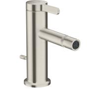 hansgrohe AXOR One mezclador monomando para bidé con juego de desagüe, proyección 113mm, 48210800, Color: Óptica de acero inoxidable