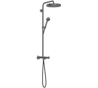 hansgrohe AXOR One Showerpipe con termostato y ducha de techo 280 1jet, 48794340, Color: Cromo negro cepillado