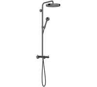hansgrohe AXOR One Showerpipe con termostato y ducha de techo 280 1jet EcoSmart, 48795330, Color: Cromo negro pulido