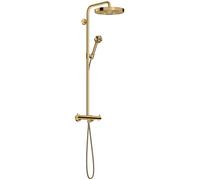 hansgrohe AXOR One Showerpipe con termostato y ducha de techo 280 1jet EcoSmart, 48795990, Color: Óptica Oro Pulido