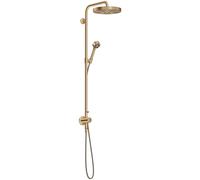 hansgrohe AXOR One Showerpipe con termostato y ducha de techo 280 1jet EcoSmart empotrada, 48797140, Color: Bronce cepillado
