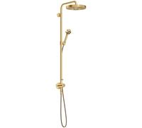 hansgrohe AXOR One Showerpipe con termostato y ducha de techo 280 1jet EcoSmart empotrada, 48797250, Color: Óptica de oro cepillado