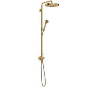 hansgrohe AXOR One Showerpipe con termostato y ducha de techo 280 1jet empotrada, 48796990, Color: Óptica Oro Pulido