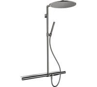 hansgrohe AXOR ShowerSolutions Tubo de ducha con termostato 800 y ducha mural 350 1jet, 27984330, Color: Cromo negro pulido