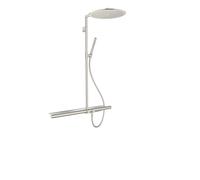 hansgrohe AXOR ShowerSolutions Tubo de ducha con termostato 800 y ducha mural 350 1jet, 27984800, Color: Óptica de acero inoxidable