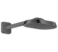 hansgrohe AXOR ShowerSphere ducha de techo 250/160 1jet EcoSmart con brazo de ducha, 6 l/min, 39770330, Color: Cromo negro pulido