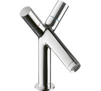 hansgrohe AXOR Starck Mezclador de lavabo de 2 manijas 80 con juego de desagüe, 10030340, Color: Cromo negro cepillado