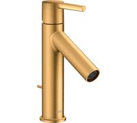 hansgrohe AXOR Starck Mezclador monomando para lavabo 100 CoolStart con mango de palanca y juego de desagüe, 10007250, Color: Óptica de oro cepillado