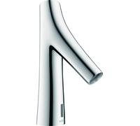 hansgrohe AXOR Starck Mezclador orgánico de lavabo, electrónico, alimentación de red, temperatura preajustable, proyección de 117 mm, 12174000, Color: cromado