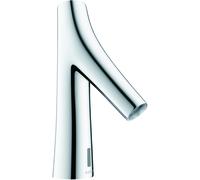 hansgrohe AXOR Starck Mezclador orgánico de lavabo, electrónico, funcionamiento con pilas, temperatura preajustable, proyección de 117 mm, 12172000, Color: cromado
