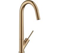 hansgrohe AXOR Starck Monomando de cocina 300 con caño giratorio, 10822140, Color: Brushed Bronze