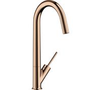 hansgrohe AXOR Starck Monomando de cocina 300 con caño giratorio, 10822300, Color: Oro rojo pulido