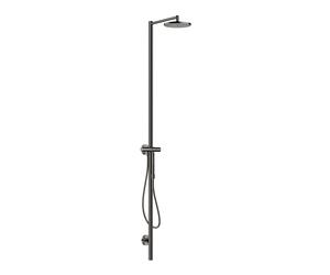 hansgrohe AXOR Starck Nature conjunto de columna de ducha, con ducha mural 240 1jet, montaje en superficie, 12670330, Color: Cromo negro pulido
