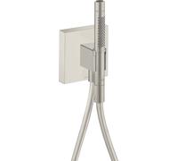 hansgrohe AXOR Starck ShowerCollection Porter unidad 12 x 12, con ducha manual 2jet y manguera de ducha, 12626800, Color: Óptica de acero inoxidable
