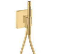 hansgrohe AXOR Starck ShowerCollection Porter unidad 12 x 12, con ducha manual 2jet y manguera de ducha, 12626250, Color: Óptica de oro cepillado
