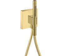 hansgrohe AXOR Starck ShowerCollection Porter unidad 12 x 12, con ducha manual 2jet y manguera de ducha, 12626950, Color: Latón cepillado