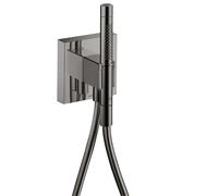 hansgrohe AXOR Starck ShowerCollection Porter unidad 12 x 12, con ducha manual 2jet y manguera de ducha, 12626330, Color: Cromo negro pulido
