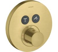 hansgrohe AXOR Starck ShowerSelect Termostato redondo empotrado para 2 consumidores, 36723950, Color: Latón cepillado