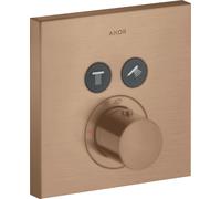 hansgrohe AXOR Starck ShowerSelect Termostato cuadrado empotrado para 2 consumidores, 36715310, Color: Oro rojo cepillado