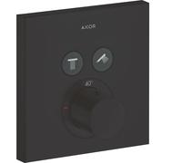 hansgrohe AXOR Starck ShowerSelect Termostato cuadrado empotrado para 2 consumidores, 36715670, Color: Negro Mate