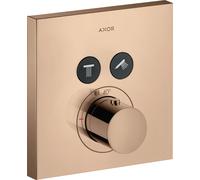 hansgrohe AXOR Starck ShowerSelect Termostato cuadrado empotrado para 2 consumidores, 36715300, Color: Oro rojo pulido