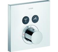 hansgrohe AXOR Starck ShowerSelect Termostato cuadrado empotrado para 2 consumidores, 36715000, Color: cromado
