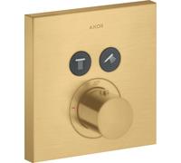 hansgrohe AXOR Starck ShowerSelect Termostato cuadrado empotrado para 2 consumidores, 36715250, Color: Óptica de oro cepillado