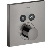 hansgrohe AXOR Starck ShowerSelect Termostato cuadrado empotrado para 2 consumidores, 36715330, Color: Cromo negro pulido