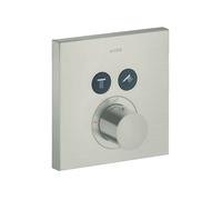 hansgrohe AXOR Starck ShowerSelect Termostato cuadrado empotrado para 2 consumidores, 36715800, Color: Óptica de acero inoxidable