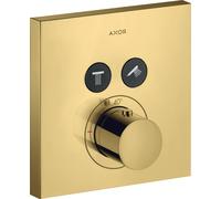 hansgrohe AXOR Starck ShowerSelect Termostato cuadrado empotrado para 2 consumidores, 36715990, Color: Óptica Oro Pulido