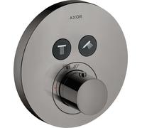 hansgrohe AXOR Starck ShowerSelect Termostato redondo empotrado para 2 consumidores, 36723330, Color: Cromo negro pulido