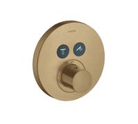 hansgrohe AXOR Starck ShowerSelect Termostato redondo empotrado para 2 consumidores, 36723140, Color: Bronce cepillado