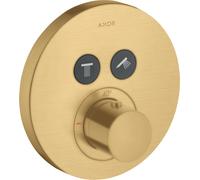 hansgrohe AXOR Starck ShowerSelect Termostato redondo empotrado para 2 consumidores, 36723250, Color: Óptica de oro cepillado