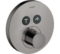 hansgrohe AXOR Starck ShowerSelect Termostato redondo empotrado para 2 consumidores, 36723330, Color: Cromo negro pulido